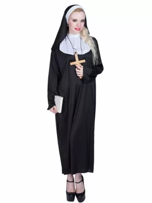 Classic Women's Nun Costume Dress with Veil