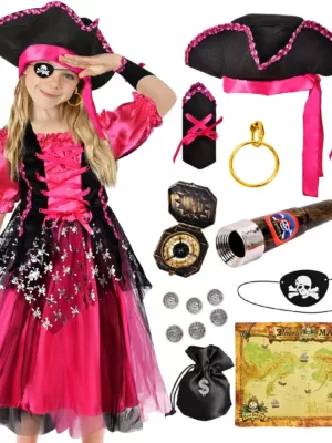 Deluxe Girls Pirate Princess Costume Set with Accessories