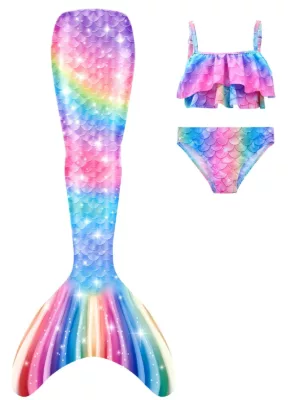 Girls' Mermaid Costume Swimsuit Set - Swimable Costume Bikini Bathing Suit