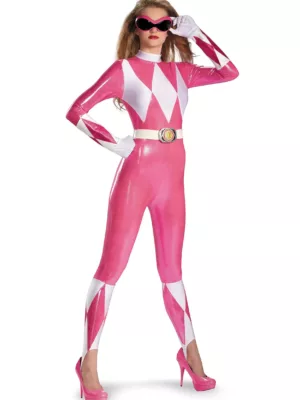 Pink Power Rangers Costume Adult Bodysuit - Perfect for Parties and Halloween