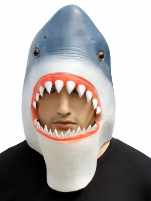 Shark Costume Mask - Novelty Latex Animal Head Mask for Halloween