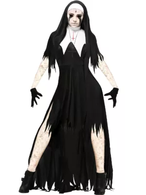 Women's Halloween Masquerade Evil Party Dress Nun Costume