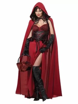 Elegant Dark Red Riding Hood Costume for Women